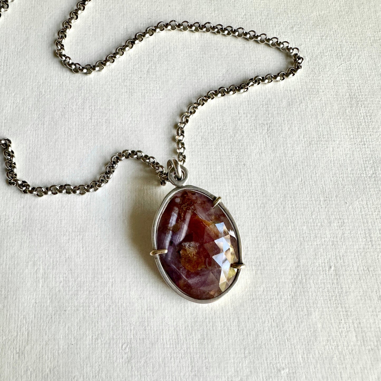 Ruby Star Sapphire Necklace - Sterling & 18k
