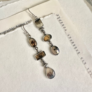 Dendritic Agate Dangle Earrings - Sterling Silver