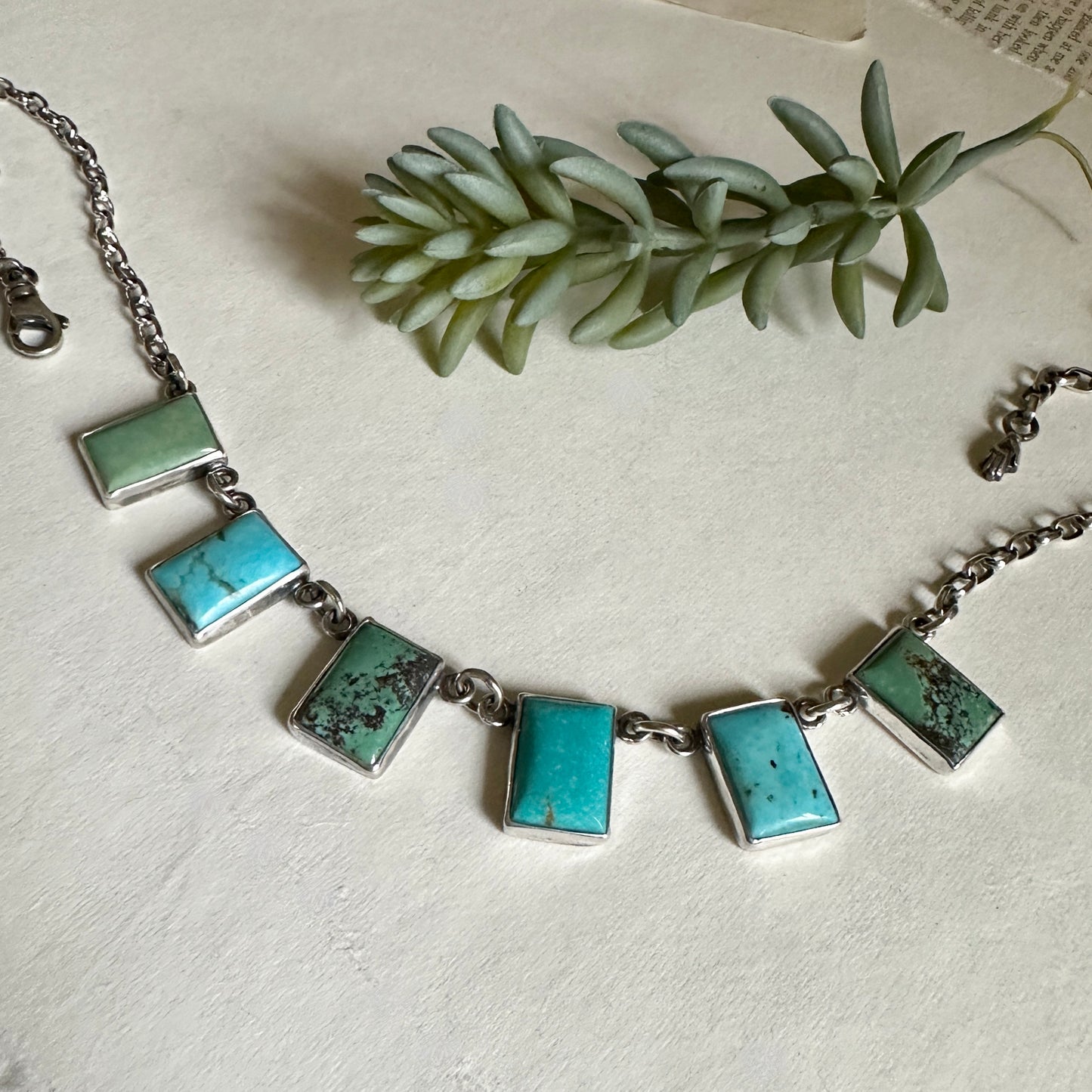 Prayer Flag Necklace - Sterling & Kingman Turquoise