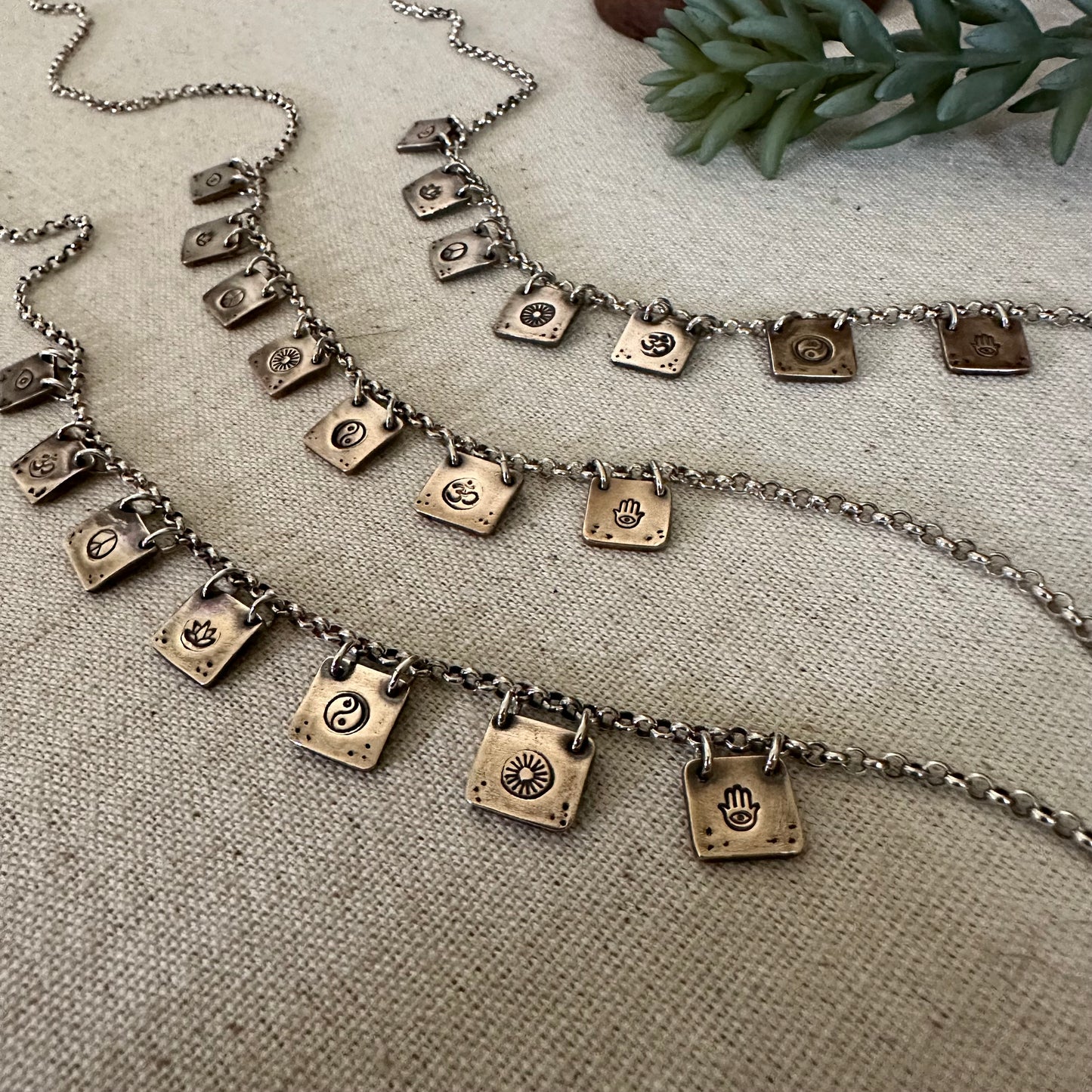 Prayer Flag Necklace - Sterling & Jeweler's Brass