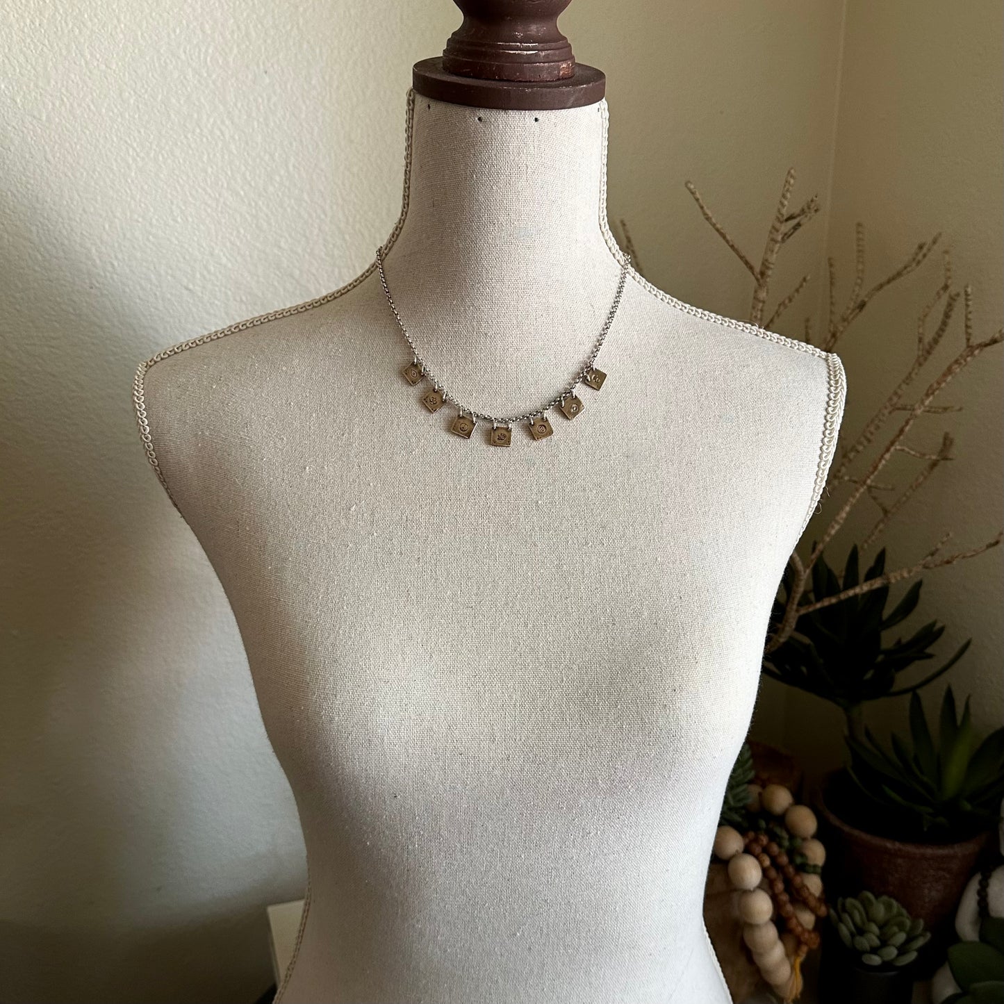 Prayer Flag Necklace - Sterling & Jeweler's Brass