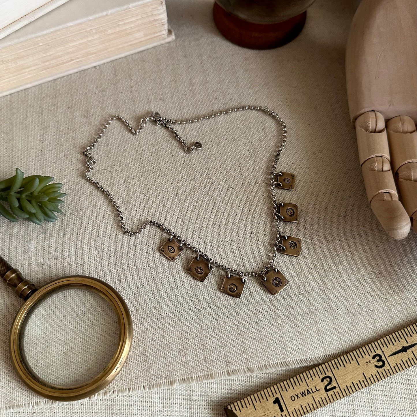 Prayer Flag Necklace - Sterling & Jeweler's Brass