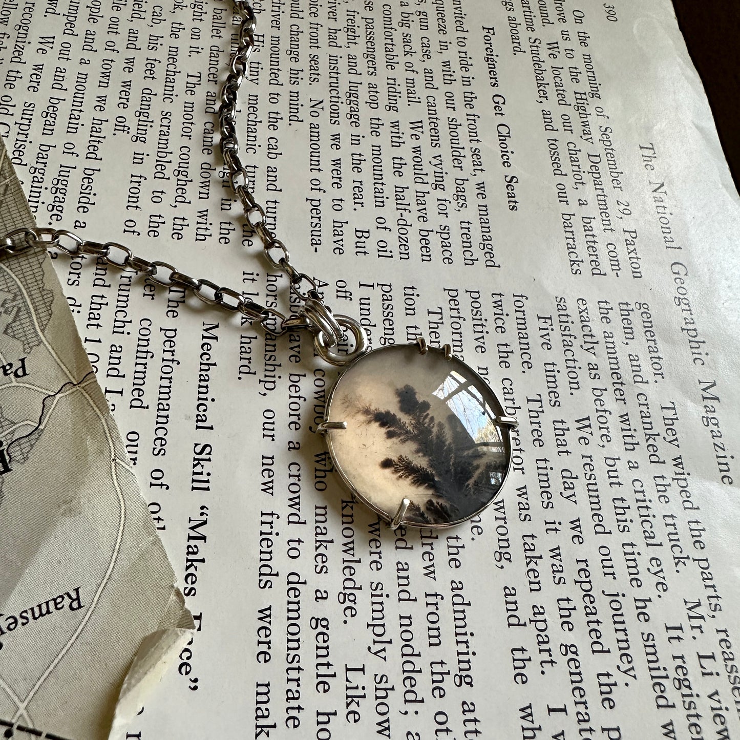Dendritic Agate Doublet Necklace - Sterling & 18k