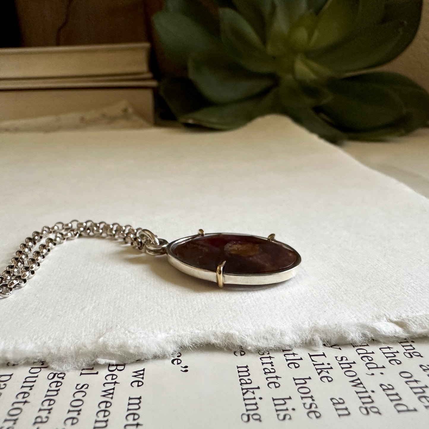Ruby Star Sapphire Necklace - Sterling & 18k