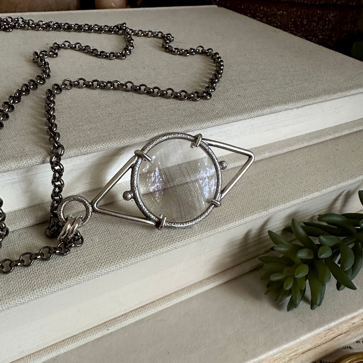 5x Magnifying Glass Monocle Necklace - Sterling EYE - Mini 1" Lens