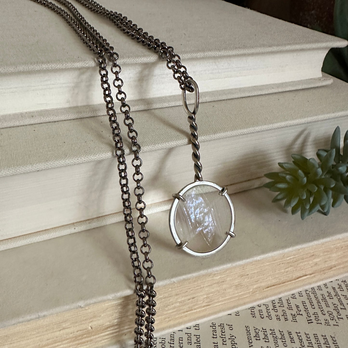5x Magnifying Glass Monocle Necklace - Sterling Silver - Mini 1" Lens