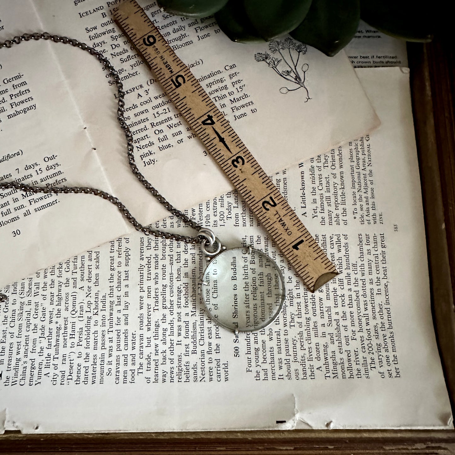 5x Magnifying Glass Monocle Necklace - Sterling Silver - Small 1.5" Lens