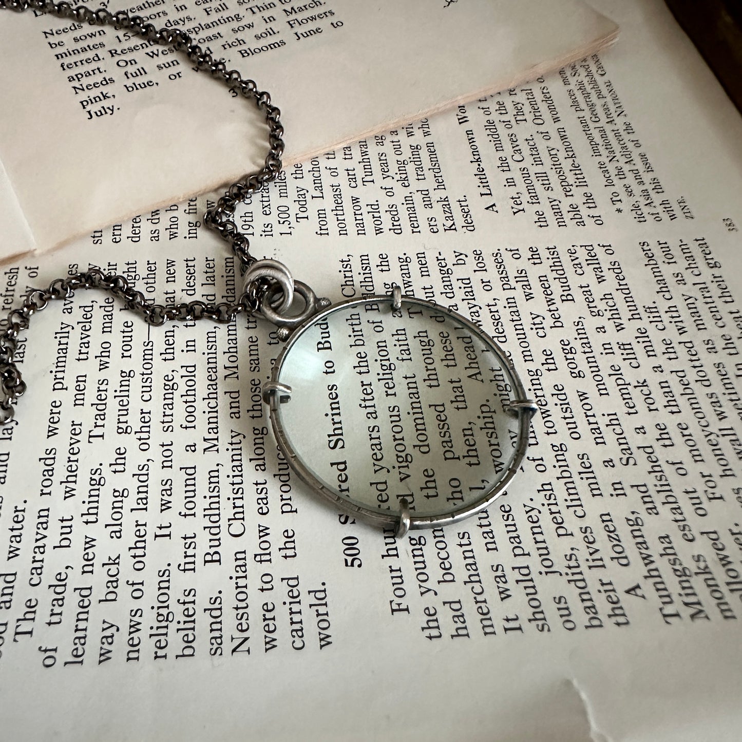 5x Magnifying Glass Monocle Necklace - Sterling Silver - Small 1.5" Lens
