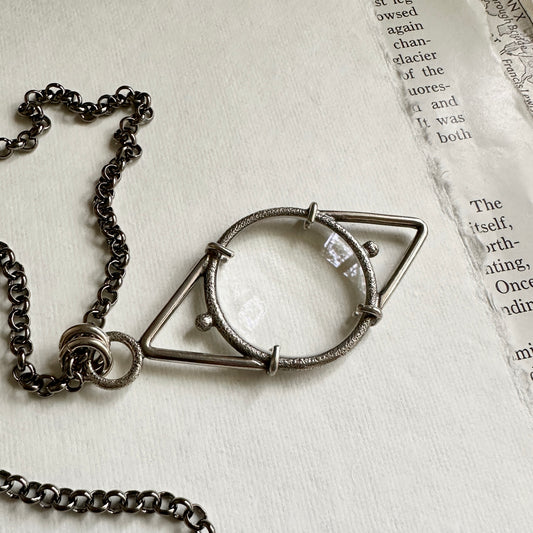 5x Magnifying Glass Monocle Necklace - Sterling EYE - Mini 1" Lens