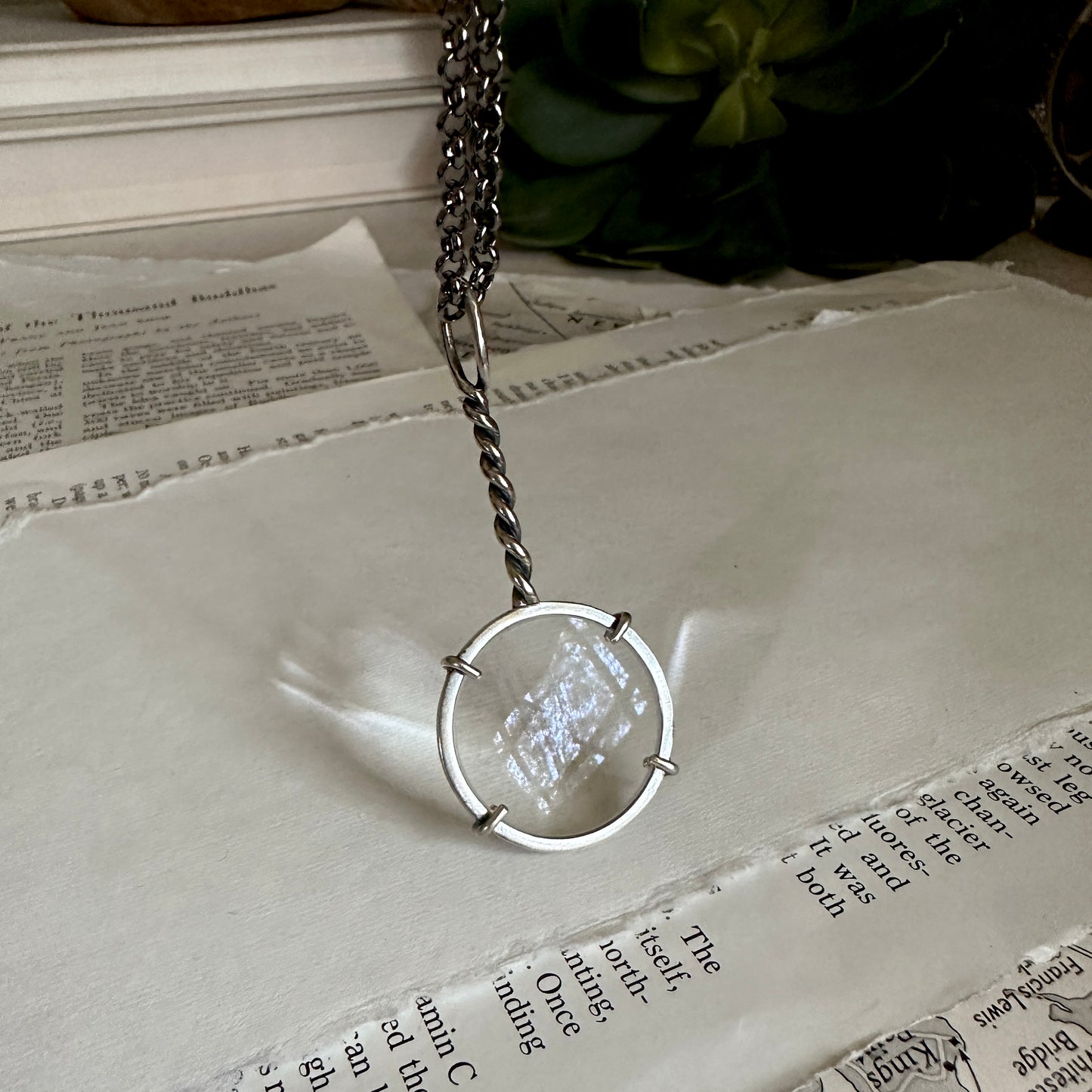 5x Magnifying Glass Monocle Necklace - Sterling Silver - Mini 1" Lens