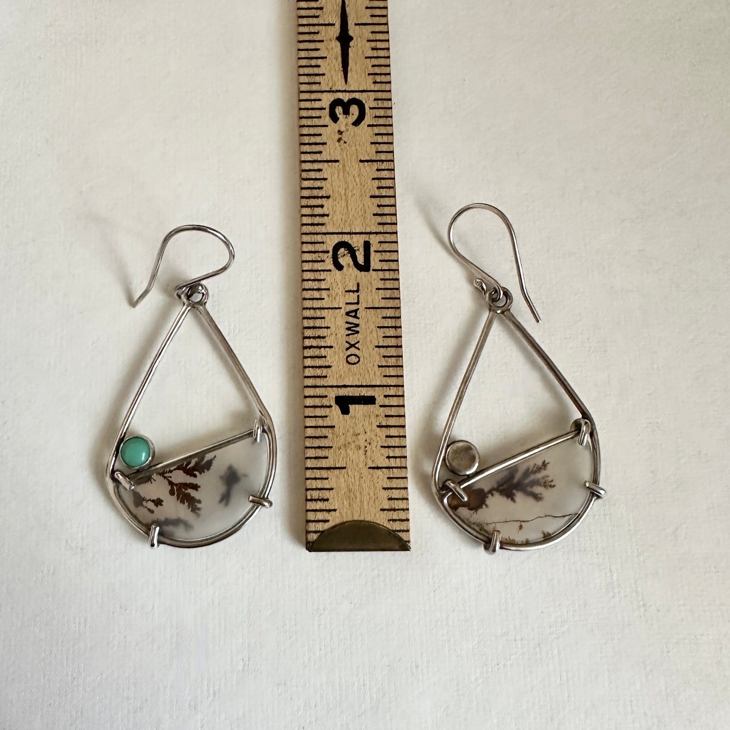 Dendritic Agate and Variscite Earrings - Sterling Silver