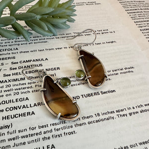 Montana Agate and Peridot Earrings - Sterling Silver