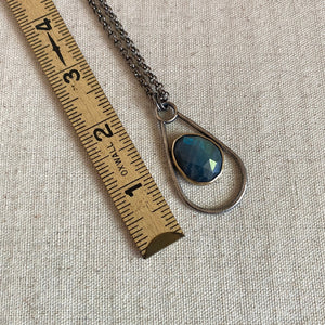 Negative Space Glasses Holder Necklace - Sterling, Brass & Labradorite