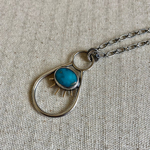 Negative Space Glasses Holder Necklace - Sterling, Brass & Turquoise