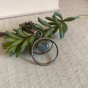 Negative Space Glasses Holder Necklace - Sterling, Brass & Aquamarine