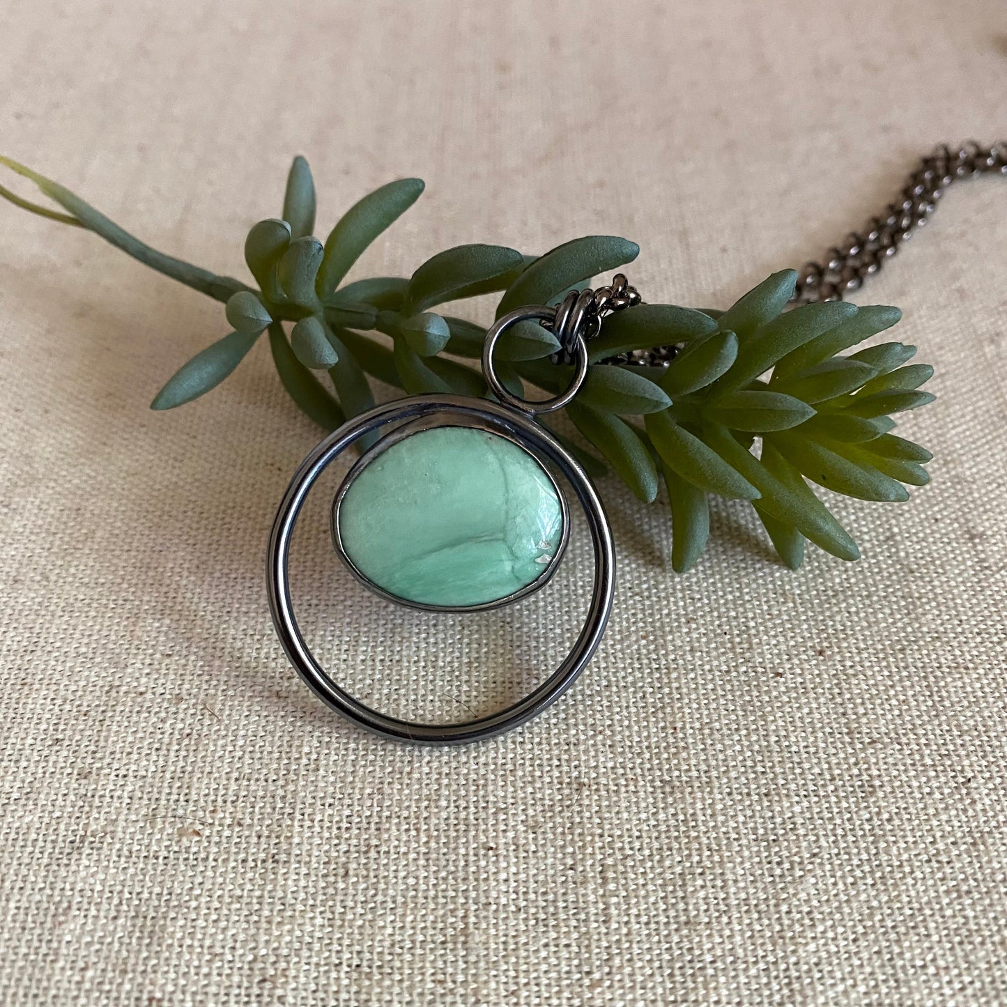Negative Space Glasses Holder Necklace - Sterling, Brass & Variscite