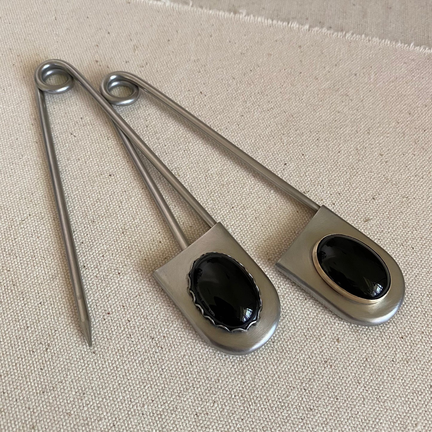 Onyx Safety Pin - Keychain, Sweater Pin or Brooch
