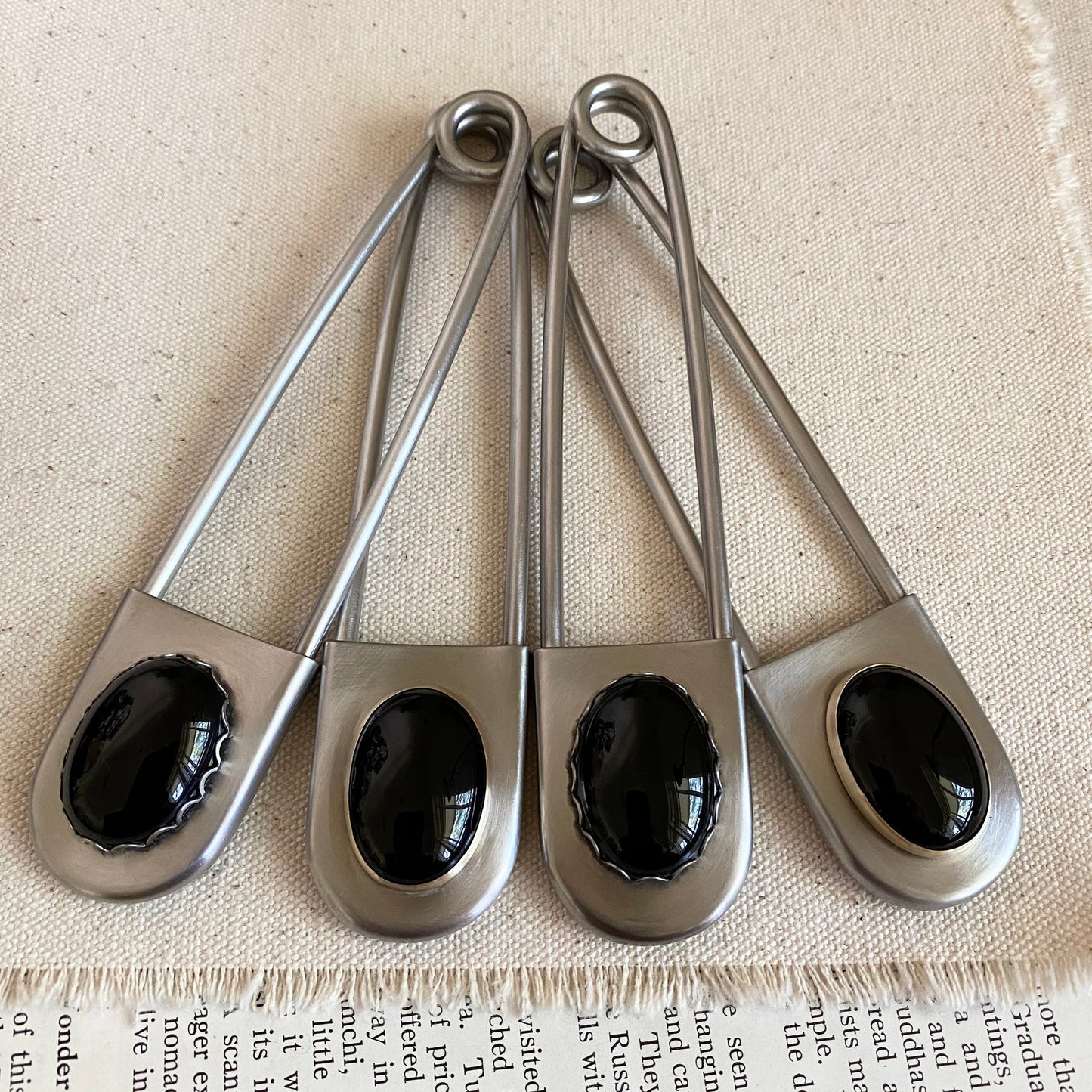 Onyx Safety Pin - Keychain, Sweater Pin or Brooch