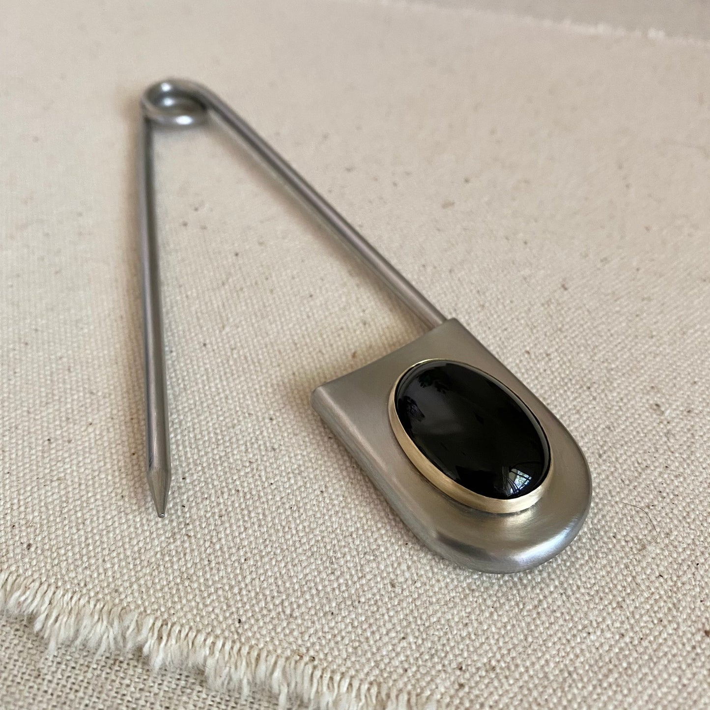 Onyx Safety Pin - Keychain, Sweater Pin or Brooch