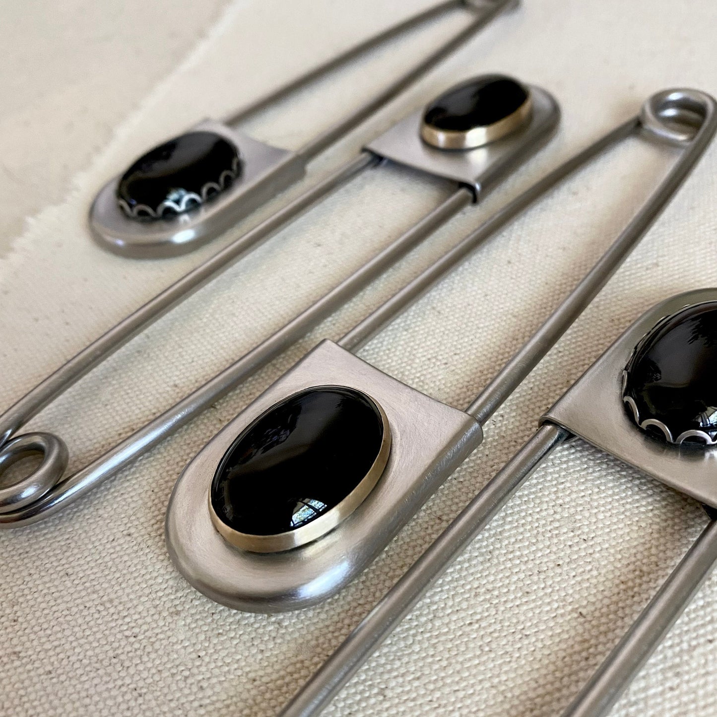 Onyx Safety Pin - Keychain, Sweater Pin or Brooch
