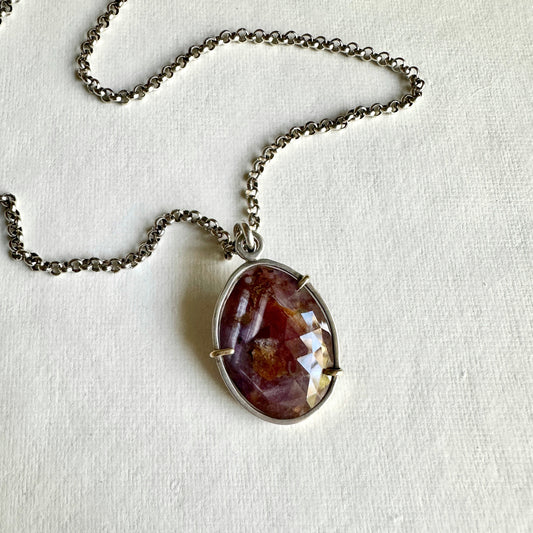 Ruby Star Sapphire Necklace - Sterling & 18k
