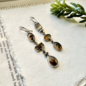 Dendritic Agate Dangle Earrings - Sterling Silver
