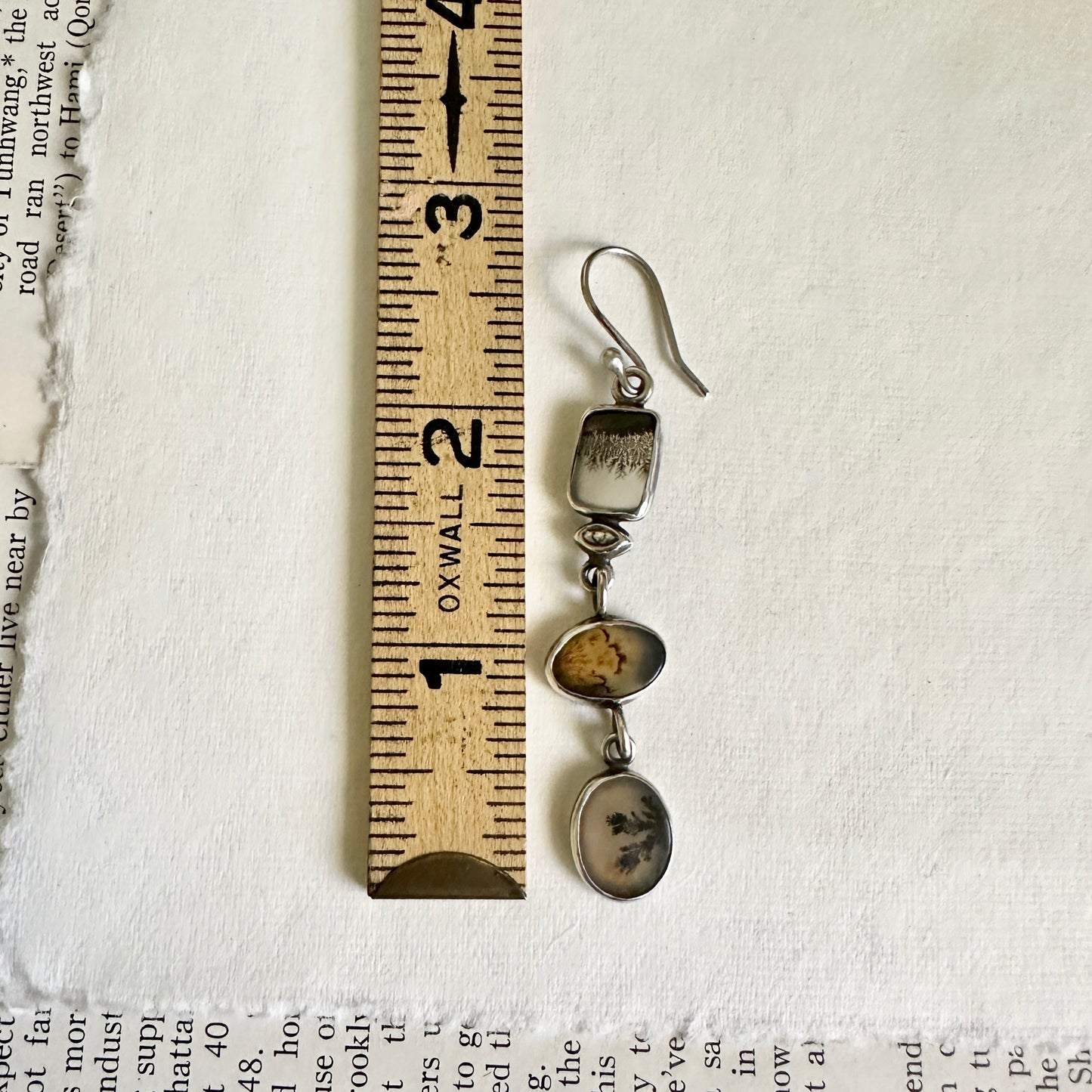 Dendritic Agate Dangle Earrings - Sterling Silver