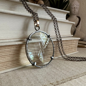 Magnifying Glass Monocle Necklace // Sterling & Brass // Large 2" Lens // 5.5x Multi Purpose Strength