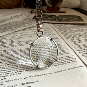 5x Magnifying Glass Monocle Necklace - Sterling Silver - Small 1.5" Lens