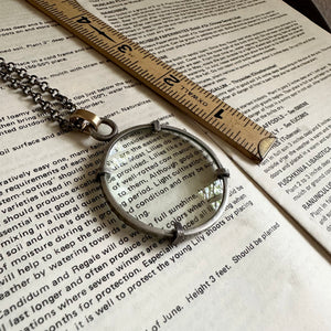 5x Magnifying Glass Monocle Necklace - Sterling Silver - Small 1.5" Lens