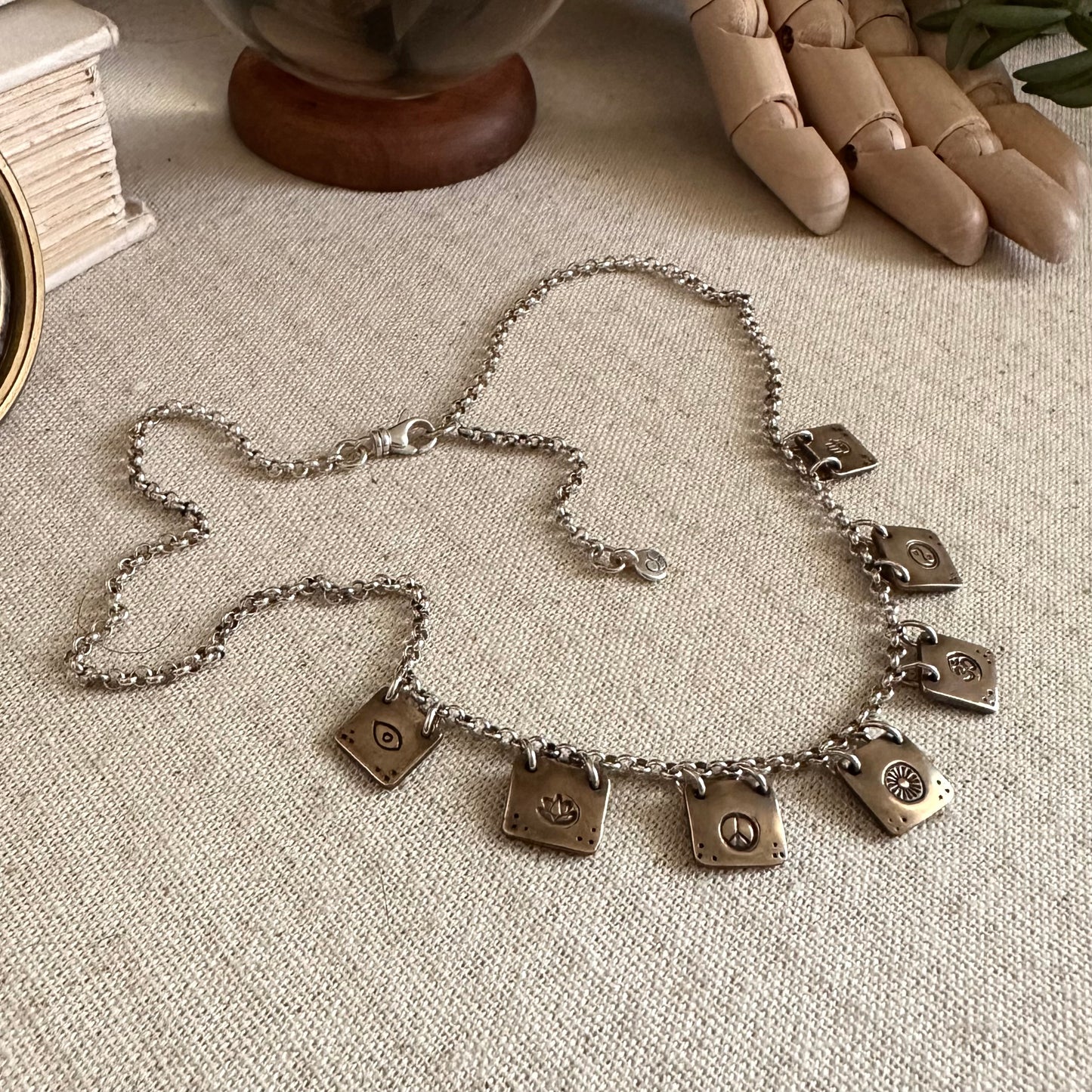 Prayer Flag Necklace - Sterling & Jeweler's Brass