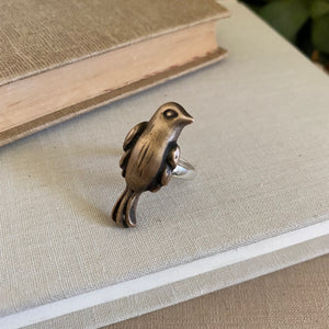 Blackbird Ring // Sterling Silver & Brass // Adjustable Size 7-9