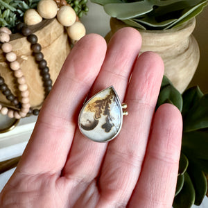 Dendritic Agate Doublet Ring - Sterling & 18K - Sz 7