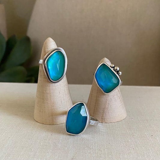 MOOD STONE Ring - Color-Changing GEMSTONE Mood Jewelry - Moonstone, Labradorite, Topaz, Ametrine, Citrine - Sterling Silver