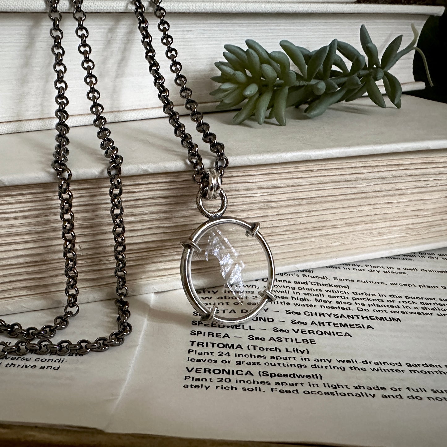 5x Magnifying Glass Monocle Necklace - Sterling Silver - Mini 1" Lens