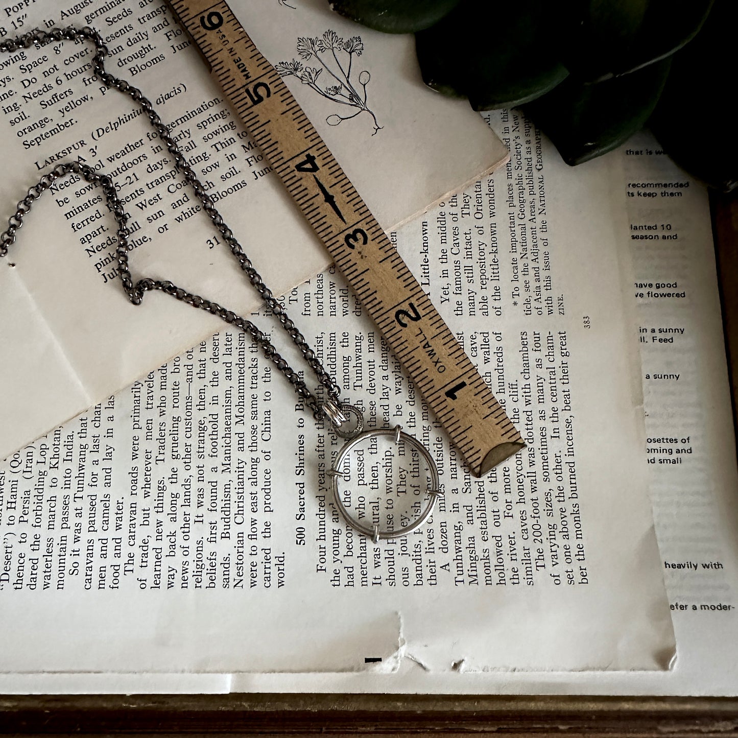 5x Magnifying Glass Monocle Necklace - Sterling Silver - Mini 1" Lens