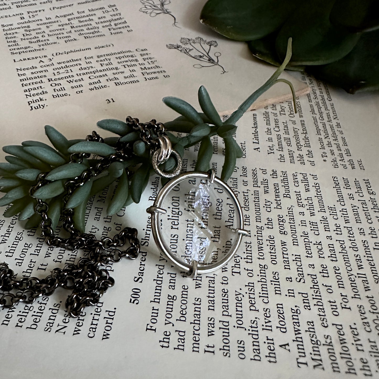 5x Magnifying Glass Monocle Necklace - Sterling Silver - Mini 1" Lens