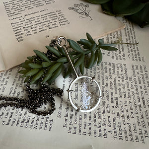 5x Magnifying Glass Monocle Necklace - Sterling Silver - Mini 1" Lens