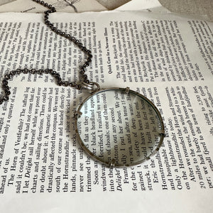 5x Magnifying Glass Monocle Necklace - Sterling Silver - Large 2" Lens