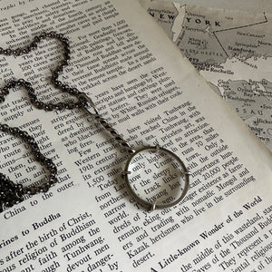 5x Magnifying Glass Monocle Necklace - Sterling Silver - Mini 1" Lens