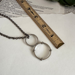 5x Magnifying Glass Monocle Necklace - Sterling w/ RING HANDLE - Mini 1" Lens