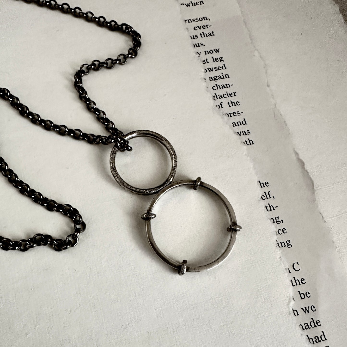 5x Magnifying Glass Monocle Necklace - Sterling w/ RING HANDLE - Mini 1" Lens