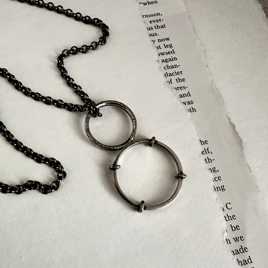 5x Magnifying Glass Monocle Necklace - Sterling w/ RING HANDLE - Mini 1" Lens