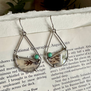 Dendritic Agate and Variscite Earrings - Sterling Silver