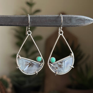 Dendritic Agate and Variscite Earrings - Sterling Silver