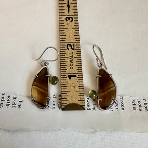 Montana Agate and Peridot Earrings - Sterling Silver
