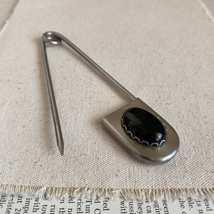 Onyx Safety Pin - Keychain, Sweater Pin or Brooch
