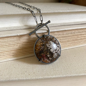 Plume Agate Peace Necklace // Reversible // Sterling Silver