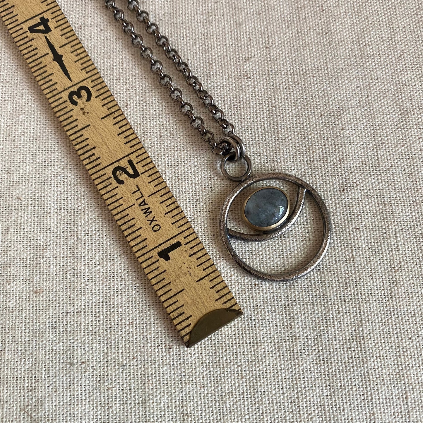 Negative Space Glasses Holder Necklace - Sterling, Brass & Aquamarine
