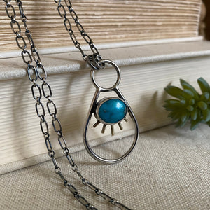 Negative Space Glasses Holder Necklace // Fox Turquoise, Sterling & Brass